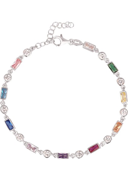 Renkli Taşlı Gümüş Zincir Bileklik fiyatları