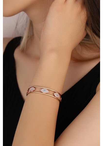 Taşlı Gözlü Gümüş Kelepçe Bilezik indirimleri