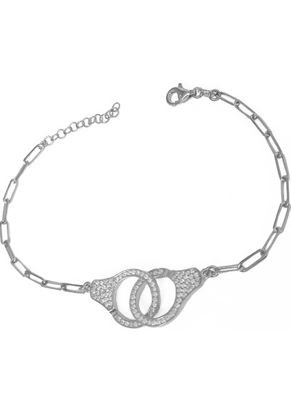 Beyaz Taşlı Kelepçe Gümüş Bileklik modelleri