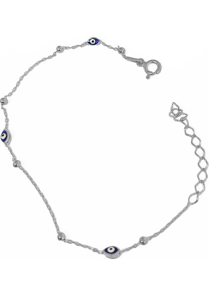 Nazar Boncuklu Gümüş Zincir Bileklik modelleri