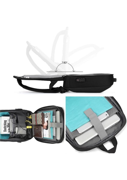 Kilitli ve USB Şarj Portlu Laptop-Notebook Sırt Çantası (AC-1006) (Yurt Dışından)