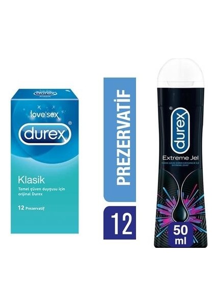 Klasik Prezervatif 12'li+Durex Extreme Jel 50 ml