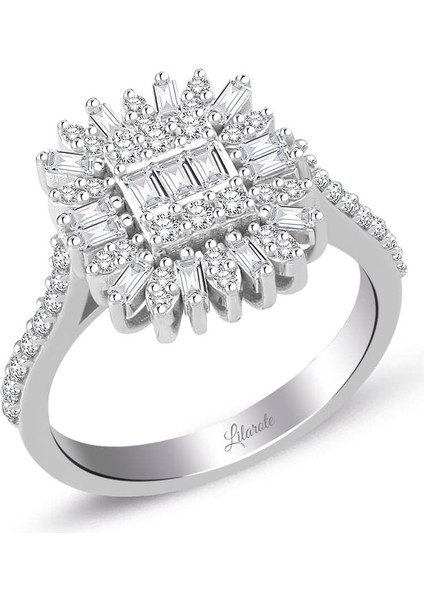 0.70 Ct Modern Tasarım Baget Kare Tektaş Yüzük
