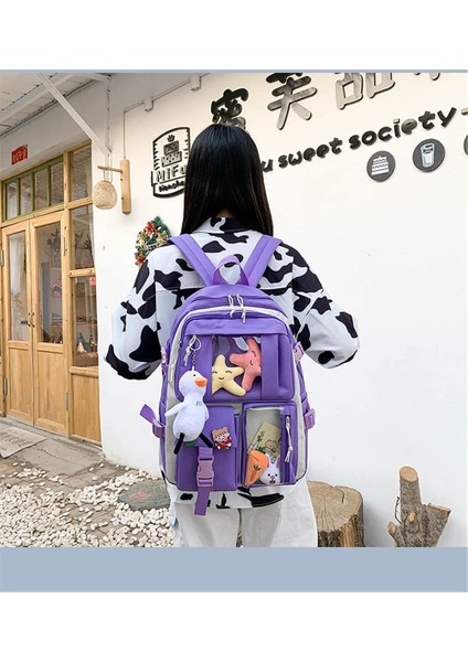 Deweiqi Pin ve Aksesuarlar 4'lü Kawaii Okul Sırt Sırt Çantası (Yurt Dışından)