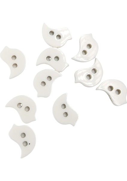 10 Adet 14 mm Kuş Düğme (Beyaz)