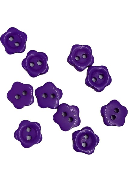 10 Adet 10 mm Çiçek Düğme (Mor)