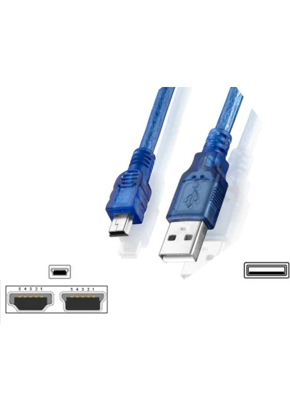 5 Pin Mini USB 2.0 Mp3 Mp4 Kamera Gps 5pin T-Port V3 Ps3 Oyun Konsol Kolu  Veri Şarj Kablo