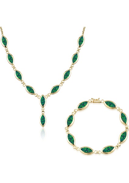 Altın Yeşil Opal Ikili Set