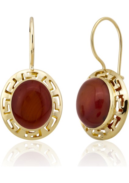 Altın Grek Akik Taş Küpe