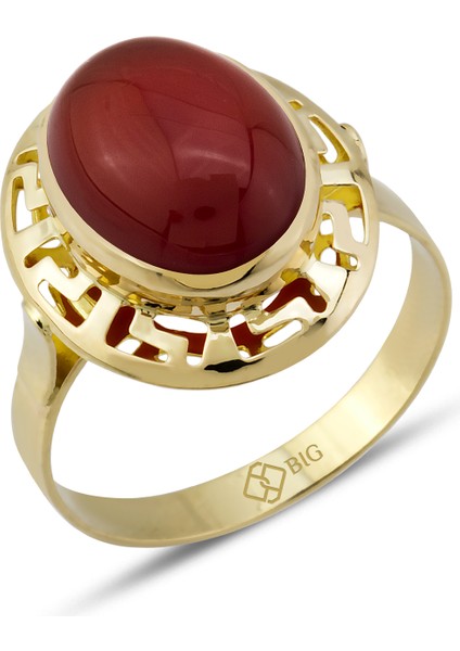 Altın Grek Akik Taş Yüzük 21