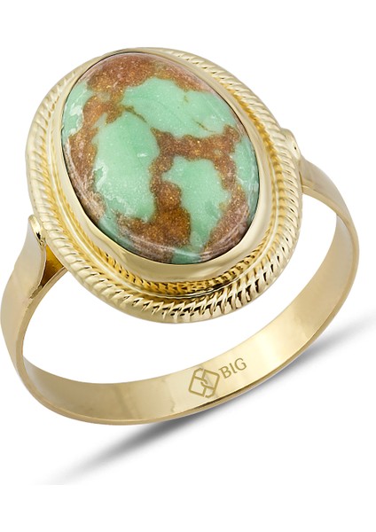 Altın Burma Desenli Firuze Yüzük 22