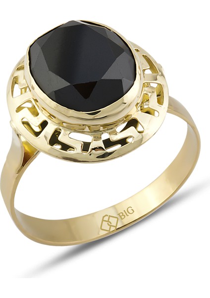 Altın Grek Siyah Renk Yüzük 15