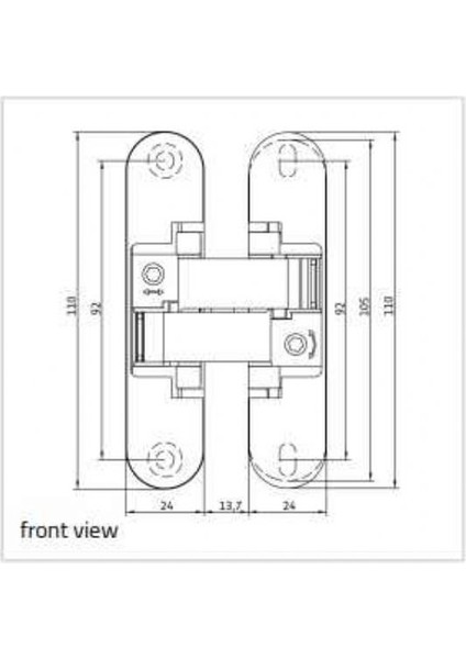 Gömme Gi̇zli̇ Ayarlı Kapı Menteşesi̇ Eko 110 x 24 Mm. 40 Kg.