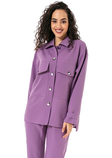 Kadın Gömlek Pantolon Lila Double Takım fiyatları