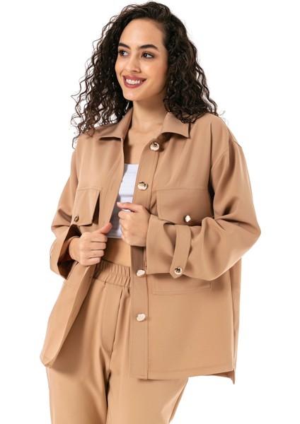 Kadın Gömlek Pantolon Bej Double Takım fırsatları