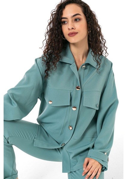 Kadın Gömlek Pantolon Mint Yeşili Double Takım fiyatları