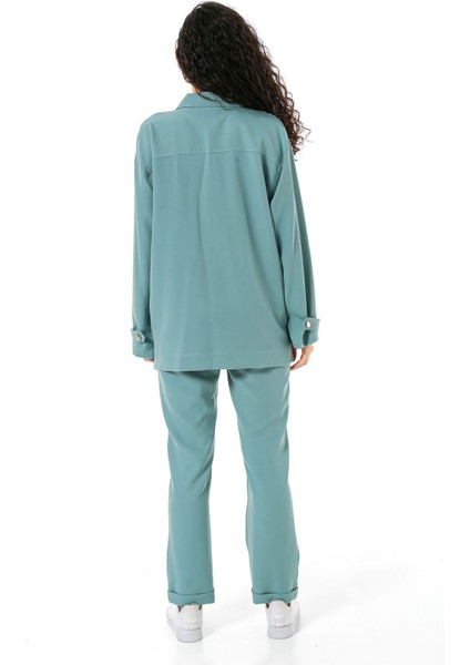 Kadın Gömlek Pantolon Mint Yeşili Double Takım modelleri
