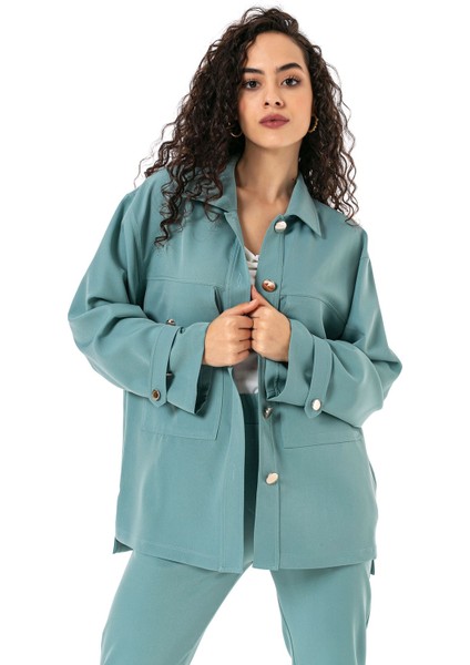 Kadın Gömlek Pantolon Mint Yeşili Double Takım fırsatları