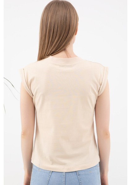 Bej Sıfır Yaka T-Shirt fiyatları
