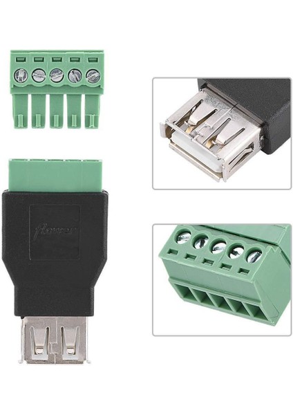 USB Dişi - 5'li Klemens Çevirici / USB 2.0 To 5-Pin Terminal