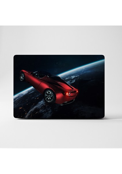 Uzayda Uçan Tesla Temalı Laptop Pc Macbook Üzerine Kaplama
