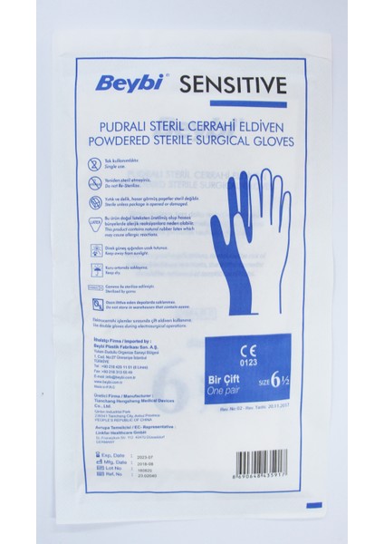 Sensıtıve Pudralı Steril Cerrahi Eldiven (No:6,5) 50 Adet