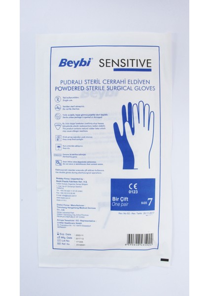Sensıtıve Pudralı Steril Cerrahi Eldiven (No:7) 50 Adet