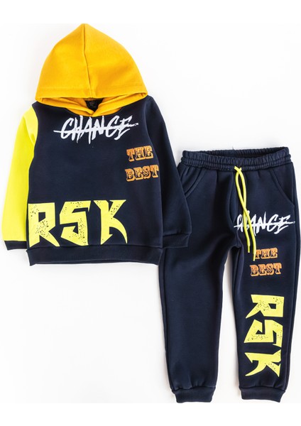 Kapüşonlu Yazı Baskılı Erkek Çocuk Eşofman Takımı