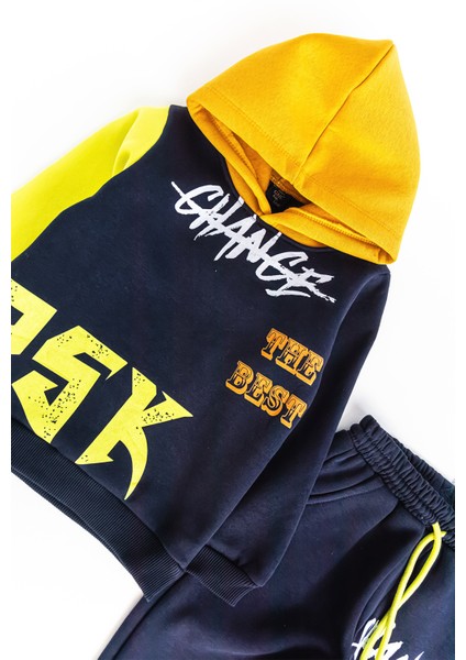 Kapüşonlu Yazı Baskılı Erkek Çocuk Eşofman Takımı fiyatları