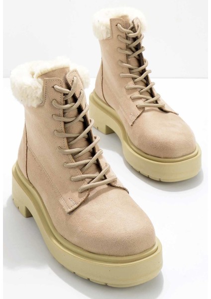 Bej Süet Kadın Bot ve Bootie K029901015
