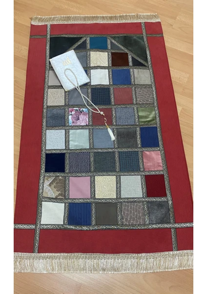 Ayhanhome Kırkyama Patchwork Kadife 3'lü Hediyelik Çeyizlik Bohça Seccade Seti