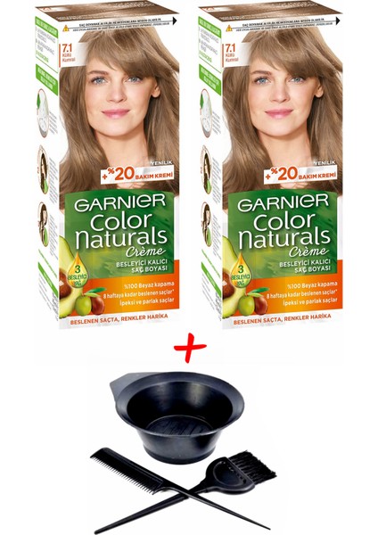 Color Naturals Saç Boyası 7.1 Küllü Kumral + Saç Boyama Seti