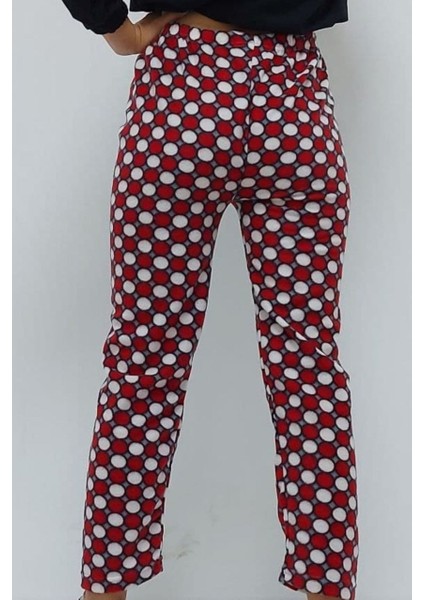 Yuvarlak Desenli Pijama Altı Kırmızı