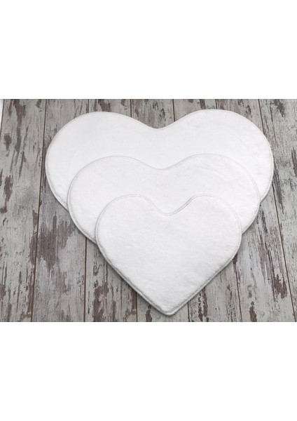 Kalp Krem 3'Lü Banyo Halısı Paspası Seti Kaymaz Pufidik Klozet Takımı fiyatları