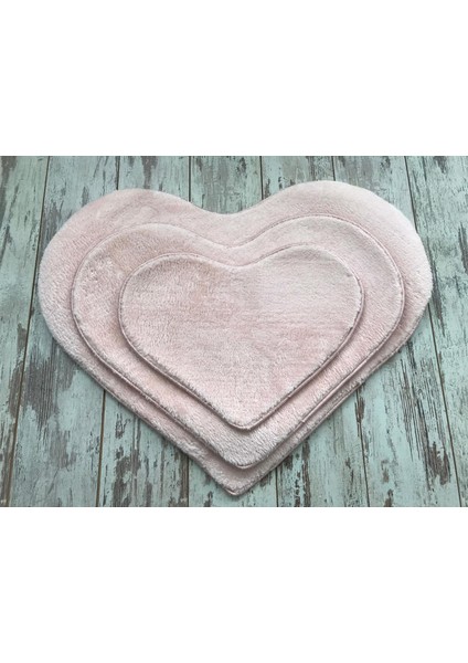 Kalp Pudra 3'Lü Banyo Halısı Paspası Seti Kaymaz Pufidik Klozet Takımı Vvvvvvvvvvvvvvvvvvvvvvvvv