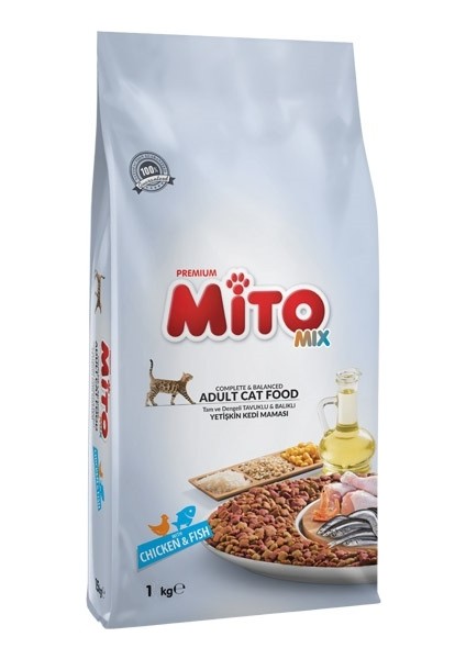 Mix Adult Cat Tavuklu ve Balıklı Renkli Taneli Yetişkin Kedi Maması 1 kg