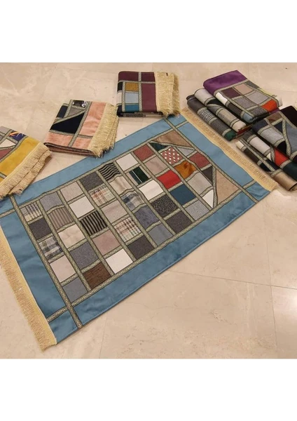 Ayhanhome Kırkyama Patchwork Astarlı Kadife Çeyizlik Hediyelik Seccade