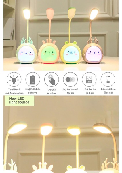 Technosmart Usbli Karikatür Masa Lambası 3 Modlu LED Gece Lambası Çocuklar Için Hediyelik