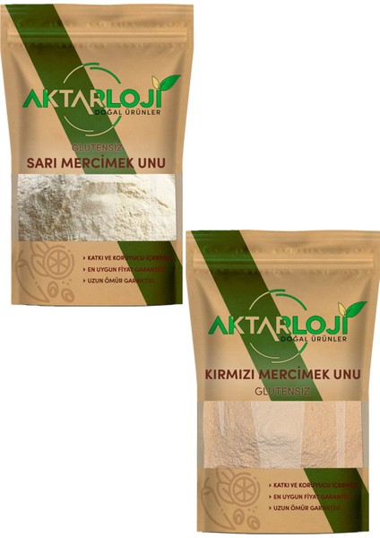 2'li Glutensiz Mercimek Unu Seti 50 gr Sarı + 50 gr Kırmızı Mercimek Unu Toplam 100 G