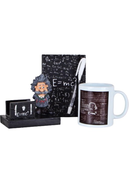 Einstein Kartvizitlik Küçük Defter Beyaz Kalem Kupa Armağan Seti