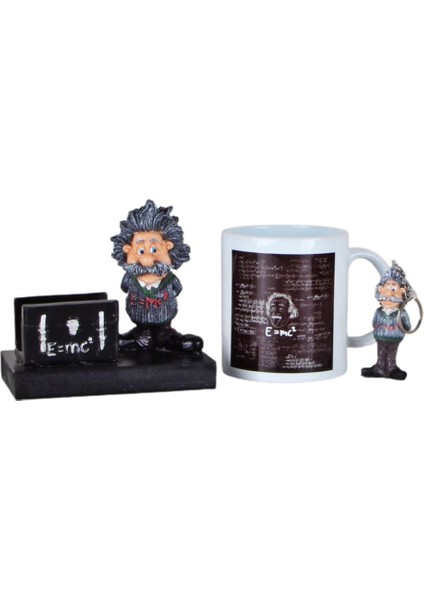 Einstein Kartvizitlik Anahtarlık Kupa Üçlü Armağan Seti