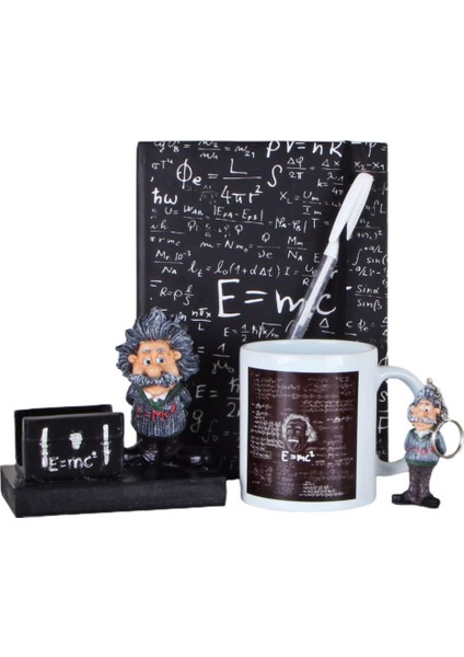 Einstein Kartvizitlik Büyük Defter Beyaz Kalem Kupa Anahtarlık