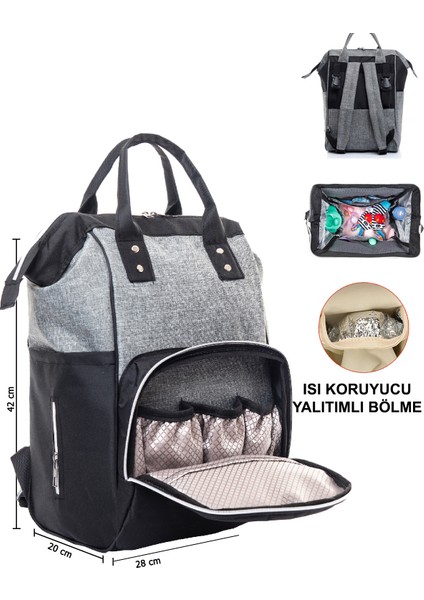 Gri Unisex Bebek Bakım Çantası Termos Bölmeli Bebek Bezi Taşıma Çantası indirimleri