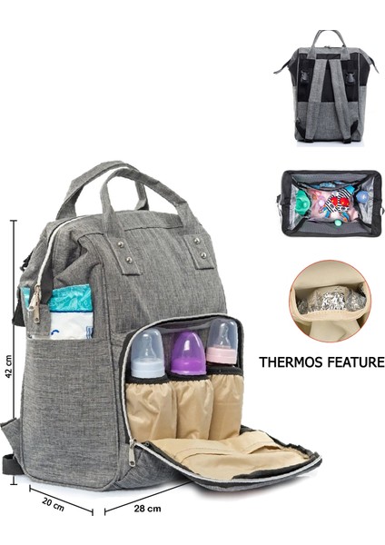Gri Unisex Bebek Bakım Çantası Termos Bölmeli Bebek Bezi Taşıma Çantası indirimleri