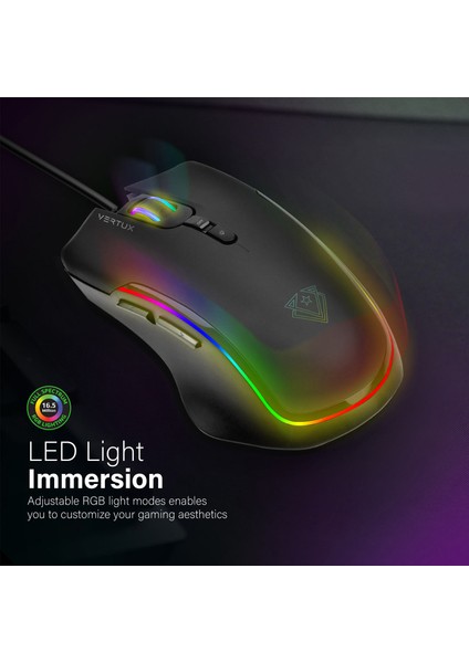 Assaulter Siyah - Oyuncu Mouse Gamecharged™ Hafif Oyun Özel LED Işıklı 10.000 Dpı