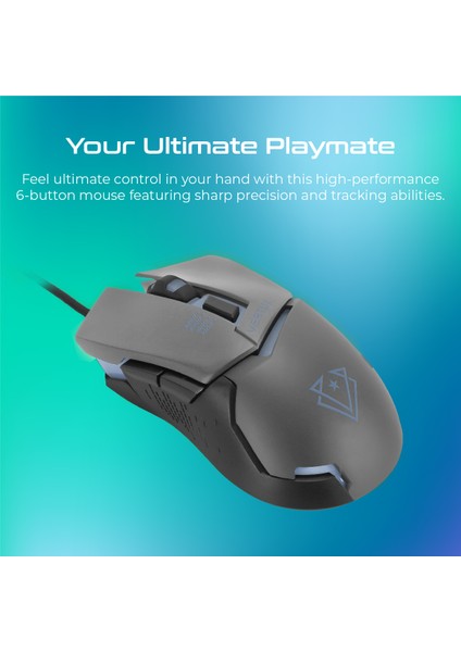 Dominator Gri - Oyuncu Mouse Hızlı Tepkili Ergonomik LED 3200 Dpı Kablolu