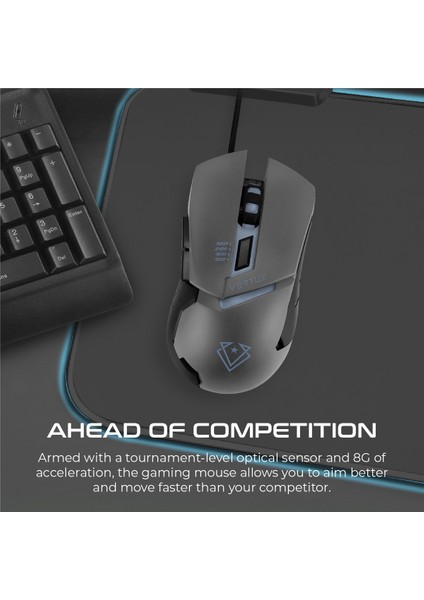 Dominator Gri - Oyuncu Mouse Hızlı Tepkili Ergonomik LED 3200 Dpı Kablolu