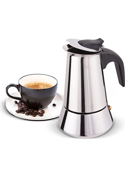 Coffee Hutt Coffeehutt Big Hes-4 Çelik Mokapot 4 Cup