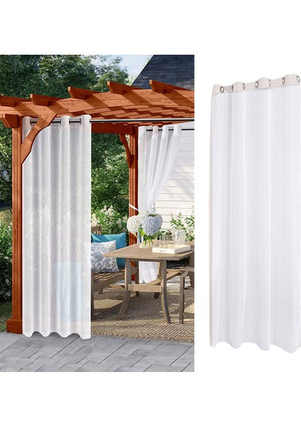 Açık Veranda Perde, Beyaz Vual Sheer Perde Su Geçirmez Grommet Üst Pencere Perdesi Dayanıklı Tek Perde - 132X213CM (Yurt Dışından) fırsatları