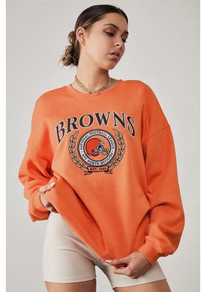 Mad Girls Turuncu Baskılı Kadın Sweatshirt MG1210 fiyatları